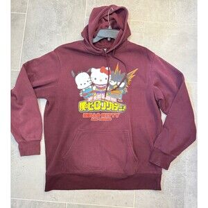 My Hero Academia Hoodie Hello Kitty And Friends Size Large Burgundy